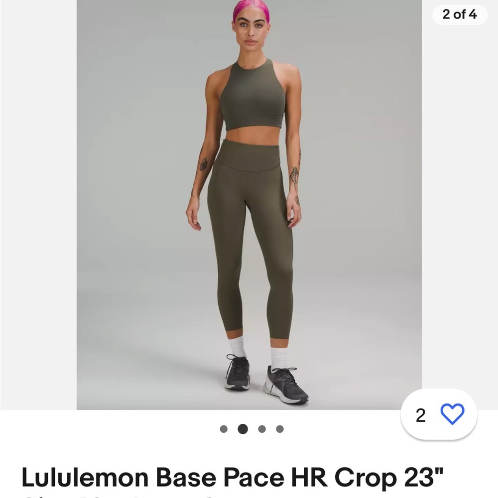 Lululemon Base Pace HR Crop 23 Army Green